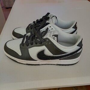 Size 9.5 - Nike Dunk Low Chenille Swoosh - Black Grey Fog